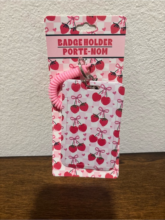 Accessories - Badge Holder Lanyard - Pink Cherry Pattern
